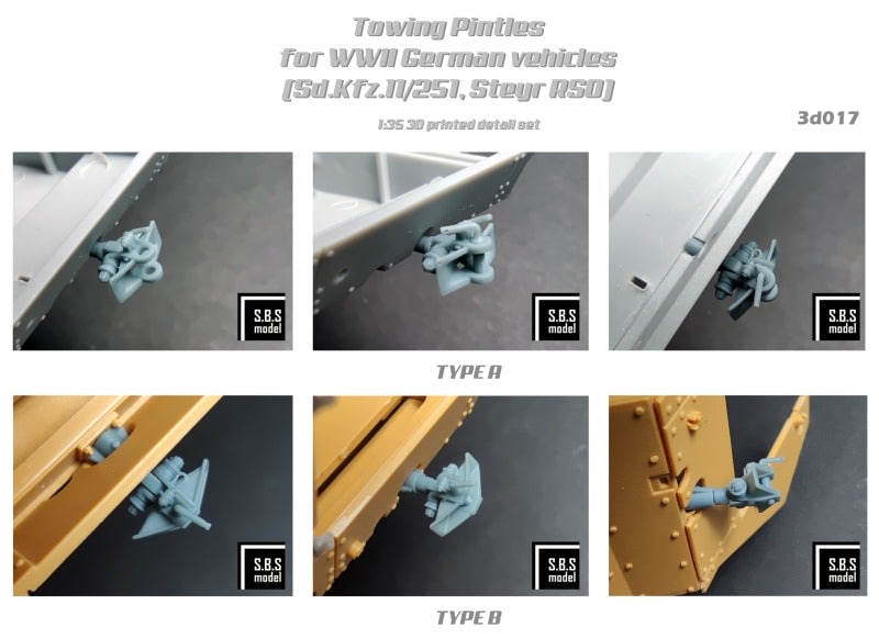Towing pintles for WW II German Vehicles (Sd.Kfz 11/251, RSO)