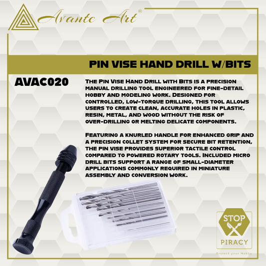 PIN VISE HAND DRILL W/BITS SIZES .08MM - 3.0MM